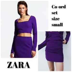 Zara purple coord set, top and skirt, small